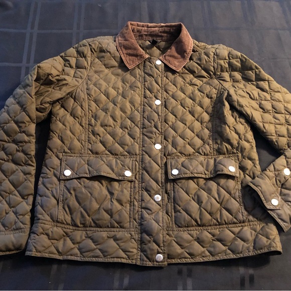 J Crew Jacket Womens M Quilted Down Insulated Corduroy Collar Pockets FA13 - Picture 1 of 8
